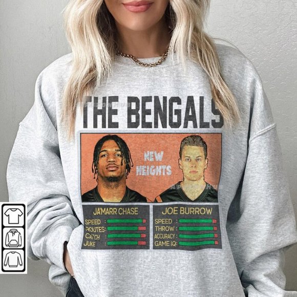 Bengals New Heights Football Jam Shirt, Joe Burrow Ja'Marr Chase sweatshirt - Picture 1 of 2
